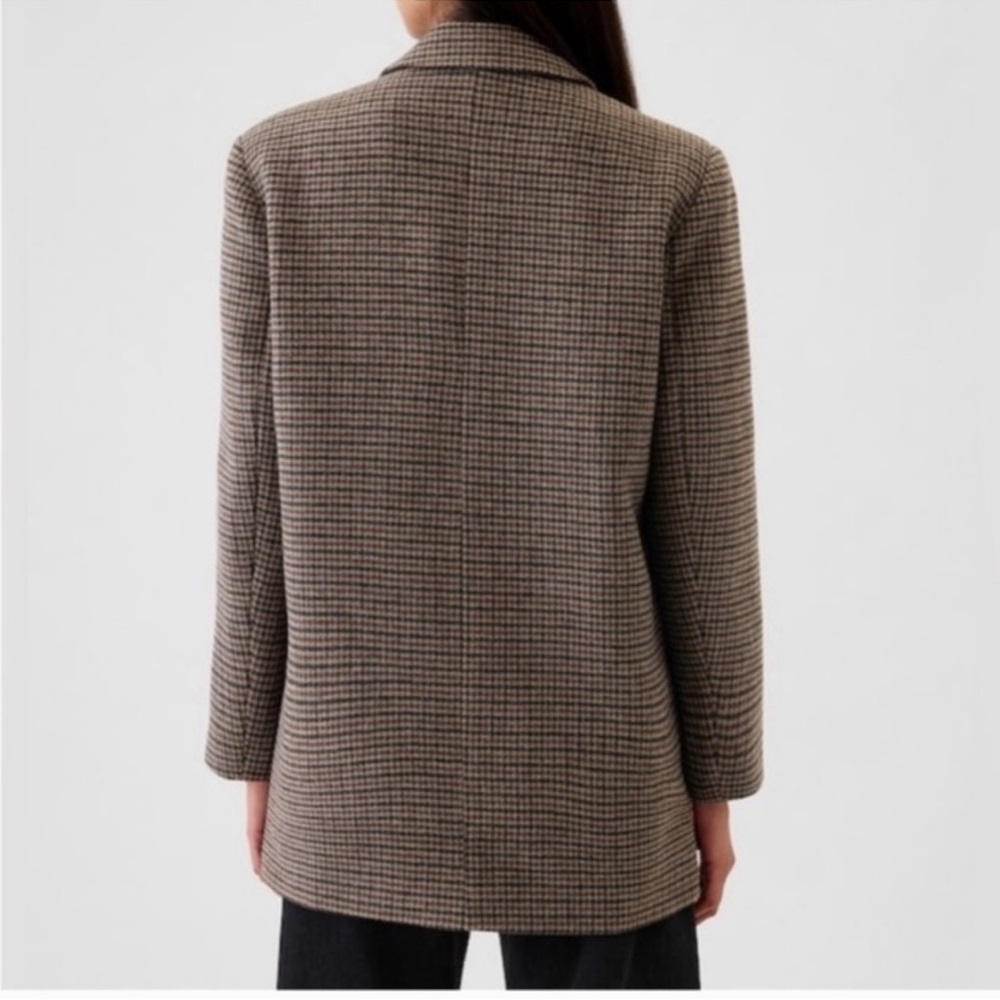 NWT! GAP Brown Houndstooth Oversized Wool-Blend Blazer -  Size XL - Picture 2 of 5